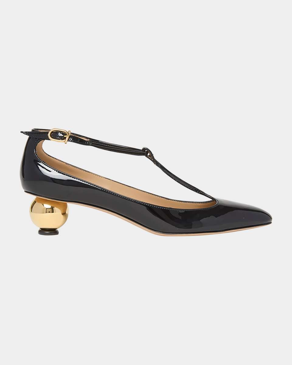 Tania Patent T-Strap Pumps